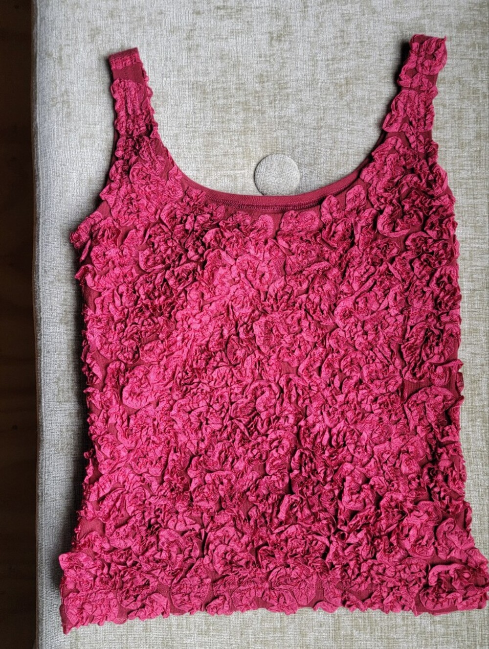 Textured Rosette Tank Top - Cranberry